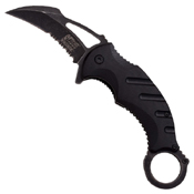 A833 Stonewashed G-10 Handle Folding Knife - Black