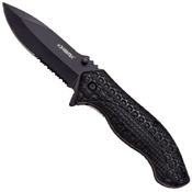 Z-Hunter ABS Skulls Handle Half Serrated Blade Folding Knife