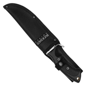 Tactical Black Bowie Perforated Steel Clip Point Blade - Black Abs Handle W/ Guard