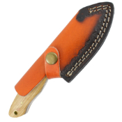 Damascus Fixed Knife w/Wood Handle & Sheath 