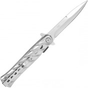 Elevate your style with the Neptune Stiletto Pocket Knife, featuring an elegant 9-inch silver design. Experience a blend of sophistication and functionality in one compact tool.