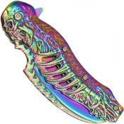 Experience the Neptune Skeleton Pocket Knife featuring a vibrant rainbow finish. Sleek, durable, and versatile for everyday use or outdoor adventures.
