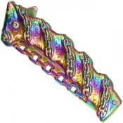 The Neptune Chain Pocket Knife boasts a stunning rainbow finish. With its unique design and practicality, it's perfect for everyday carry and outdoor activities.