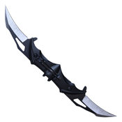 Bat Wings 2-Tone Black Steel Dual Blades - Black Bat Wings Handle