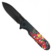 Spider Hero Stonewashed Steel Blade - Red Spider Hero Print Handle