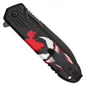 Spider Hero Stonewashed Steel Blade - Red Spider Hero Print Handle