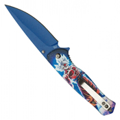 Red Dragon Etched Black Steel Blade - Red Dragon Print Handle