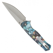 Red Dragon Etched Black Steel Blade - Red Dragon Print Handle