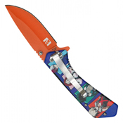 Hero Class Orange Print Steel Blade - Blue Hero Class Print Handle