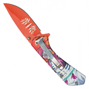 Hero Class Orange Print Steel Blade - Blue Hero Class Print Handle