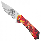 Hero Class Orange Print Steel Blade - Blue Hero Class Print Handle