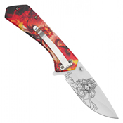 Hero Class Orange Print Steel Blade - Blue Hero Class Print Handle