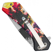 Hero Class Orange Print Steel Blade - Blue Hero Class Print Handle