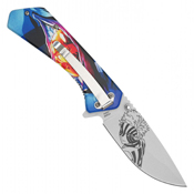 Hero Class Orange Print Steel Blade - Blue Hero Class Print Handle