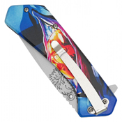 Hero Class Orange Print Steel Blade - Blue Hero Class Print Handle