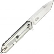 The Neptune Milspec Chrome Pocket Folding Knife boasts a rugged stonewashed steel design. Durable, versatile, and ready for any outdoor adventure or everyday use.