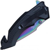 Dazzle with the Neptune Steel Assisted Pocket Folding Knife, boasting a vibrant rainbow finish and a practical clip. Add a touch of color to your everyday carry arsenal.