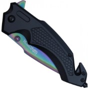 Dazzle with the Neptune Steel Assisted Pocket Folding Knife, boasting a vibrant rainbow finish and a practical clip. Add a touch of color to your everyday carry arsenal.