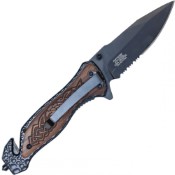 Unleash craftsmanship with the Neptune Celtic Black Folding Knife, adorned with Celtic wood accents. Elevate your collection with this unique blend of style and functionality.