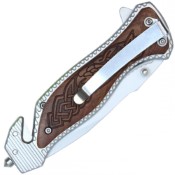 Unleash craftsmanship with the Neptune Celtic Black Folding Knife, adorned with Celtic wood accents. Elevate your collection with this unique blend of style and functionality.
