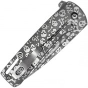 Stand out with the Neptune 7 Inch Pocket Folding Knife, featuring a striking grey skull design. Unleash style and functionality with this unique everyday carry essential.