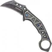 Experience style and precision with the Neptune Two-Tone Pocket Folding Karambit, showcasing a sleek black design. Elevate your collection with this versatile edged tool.