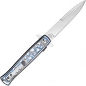 Introducing the Neptune Abstract Folding Pocket Knife, showcasing a bold red hue. With a 9-inch size and unique design, it's a statement piece for any collection or everyday carry.