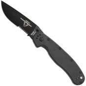 RAT Folder Black Partial Plain Edge Serration Knife