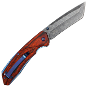 Classic Buckshot Spring Assisted Pocket Knife with Wood Handle