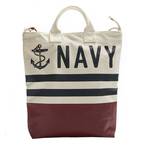 Navy Tote Bag - Stone
