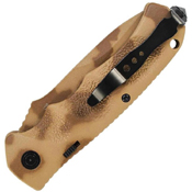 Desert Camo Blade & Handle Push Button Lock Folding Knife