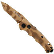 Mini Desert Camo Handle with Push Button Lock Folding Knife