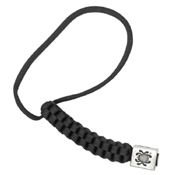 Black Nylon Lanyard w/ Square Pewter Bead 