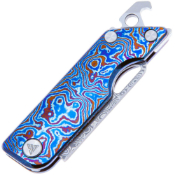 SRM 6435-TL Folding Knife TC4 Damascus Pattern Handle