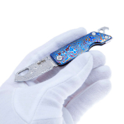 SRM 6435-TL Folding Knife TC4 Damascus Pattern Handle