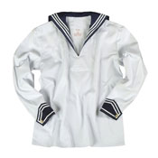 German White Navy Middy W/Blue Collar Used