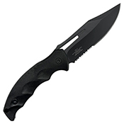 Obsidian Half Serrated Black Fixed Knife