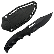 Obsidian Half Serrated Black Fixed Knife