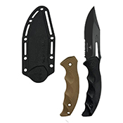Obsidian Half Serrated Black Fixed Knife