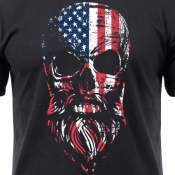 US Flag Bearded Skull T-Shirt