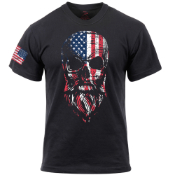 US Flag Bearded Skull T-Shirt
