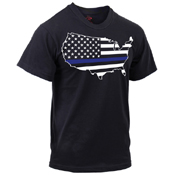 Ultra Force Thin Blue Line Short Sleeve America Map T-Shirt