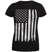 Womens Distressed US Flag Long T-Shirt