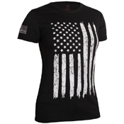 Womens Distressed US Flag Long T-Shirt