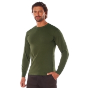 Mens Long Sleeve Solid Poly-Cotton T-Shirt