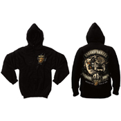 Mens Black Ink U.S.M.C. Bulldog Hooded Pullover Sweatshirt