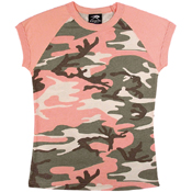 Womens Short Sleeve Camo Raglan T-Shirt