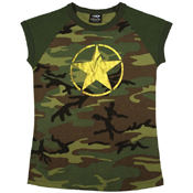 Womens Woodland Camo Foil Star T-Shirt