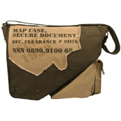 Vintage Canvas Two-Tone Imprinted Map Bag