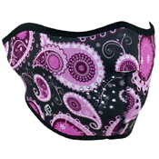 Neoprene Purple Paisley 1/2 Face Mask